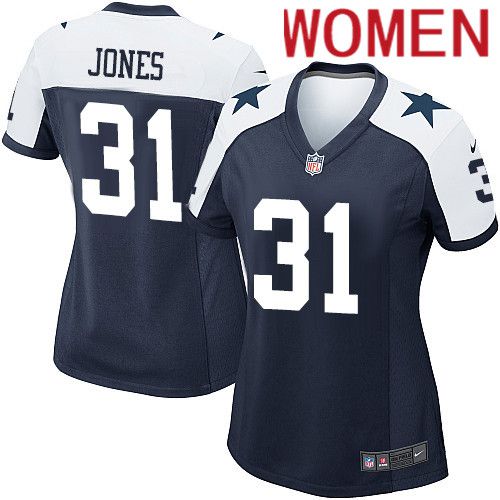Women Dallas Cowboys 31 Byron Jones Nike Navy Alternate Game Team NFL Jersey